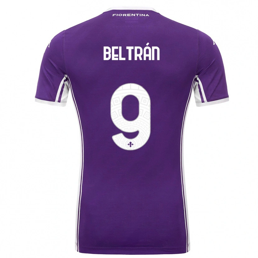 Danxen Niño Camiseta Lucas Beltrán #9 Púrpura Blanco 1ª Equipación 2025/26 La Camisa
