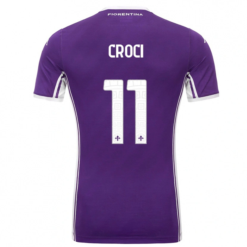 Danxen Niño Camiseta Federico Croci #11 Púrpura Blanco 1ª Equipación 2025/26 La Camisa