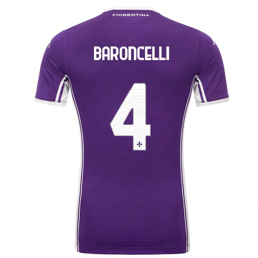 Danxen Niño Camiseta Leonardo Baroncelli #4 Púrpura Blanco 1ª Equipación 2025/26 La Camisa