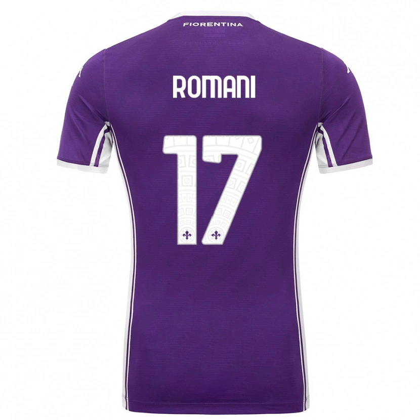 Danxen Niño Camiseta Lorenzo Romani #17 Púrpura Blanco 1ª Equipación 2025/26 La Camisa