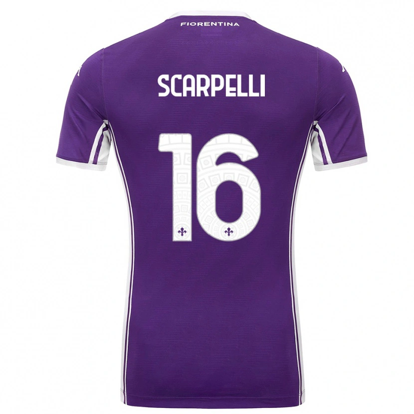 Danxen Niño Camiseta Diego Scarpelli #16 Púrpura Blanco 1ª Equipación 2025/26 La Camisa