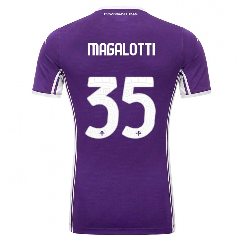 Danxen Niño Camiseta Mattia Magalotti #35 Púrpura Blanco 1ª Equipación 2025/26 La Camisa