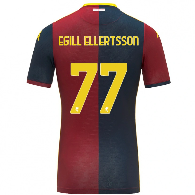 Danxen Niño Camiseta Mikael Egill Ellertsson #77 Rojo Azul Real 1ª Equipación 2025/26 La Camisa