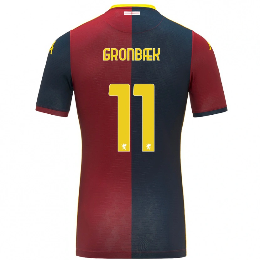 Danxen Niño Camiseta Albert Grønbæk #11 Rojo Azul Real 1ª Equipación 2025/26 La Camisa