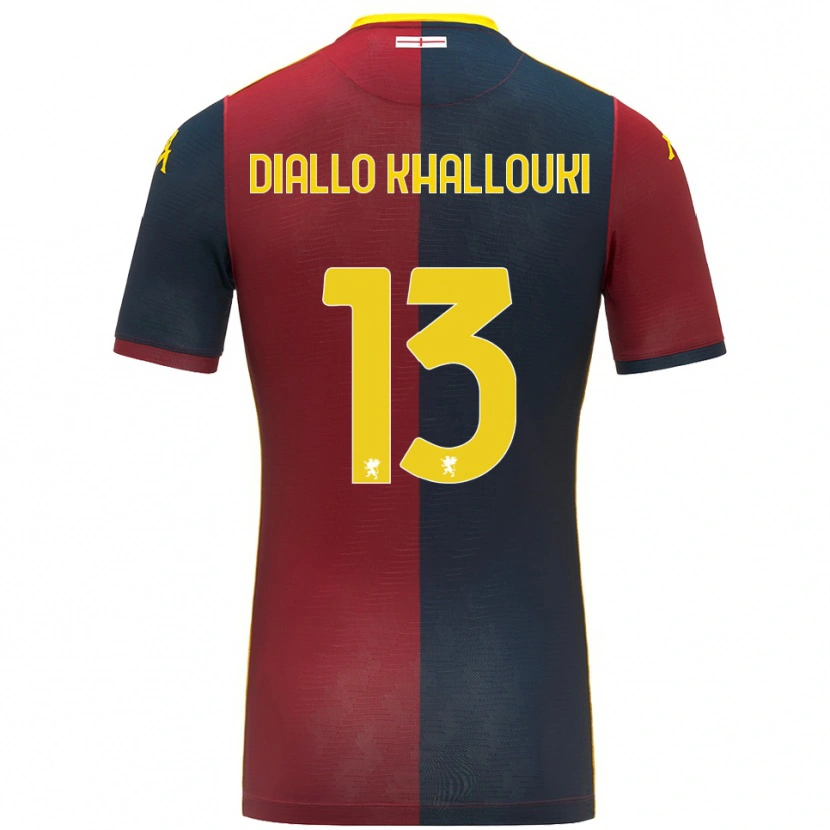 Danxen Niño Camiseta Siaka Diallo Khallouki #13 Rojo Azul Real 1ª Equipación 2025/26 La Camisa