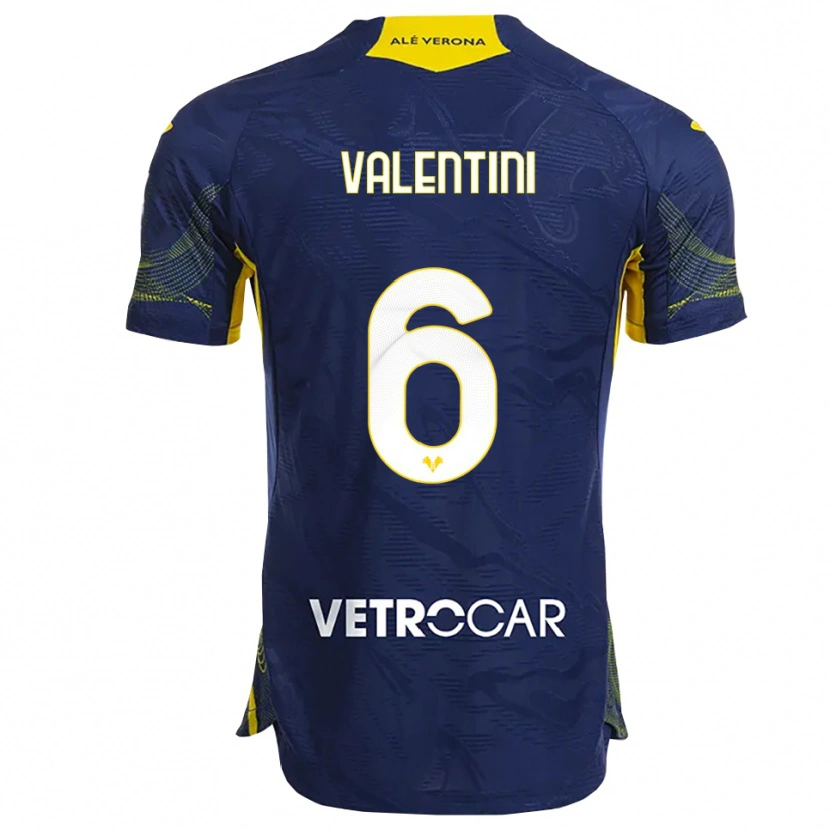 Danxen Niño Camiseta Nicolás Valentini #6 Marino Amarillo 1ª Equipación 2025/26 La Camisa