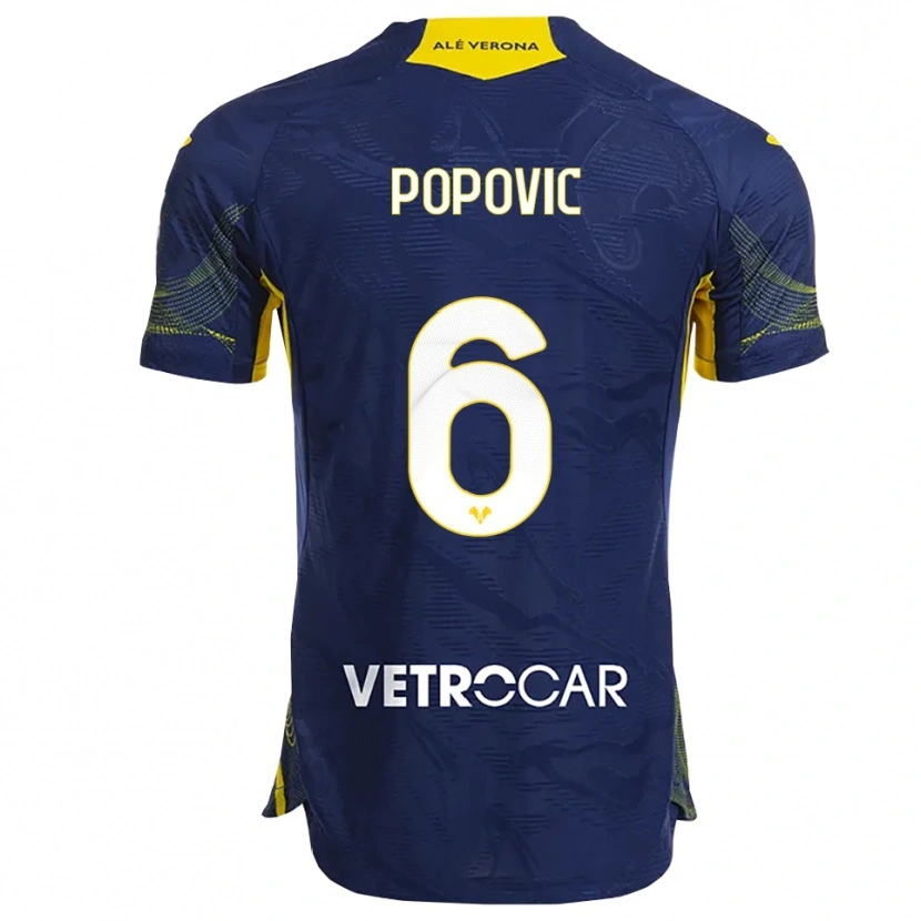 Danxen Niño Camiseta Andrej Popovic #6 Marino Amarillo 1ª Equipación 2025/26 La Camisa