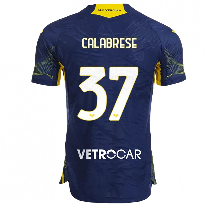 Danxen Niño Camiseta Nicolò Calabrese #37 Marino Amarillo 1ª Equipación 2025/26 La Camisa