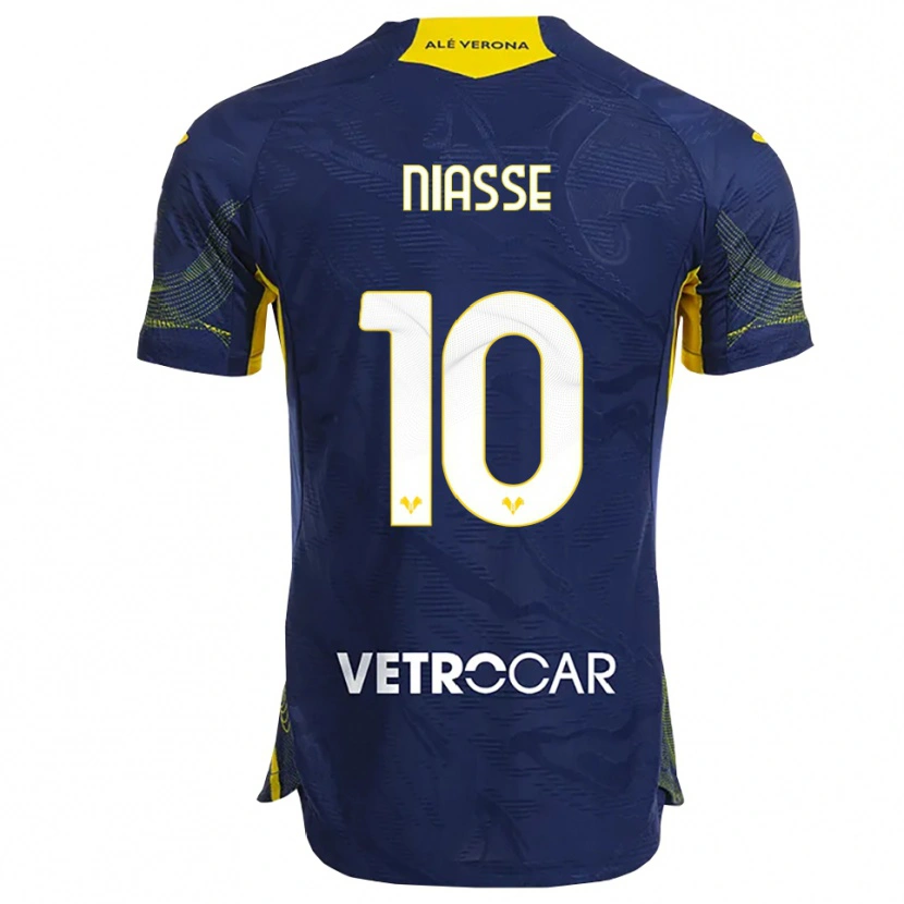 Danxen Niño Camiseta Cheikh Niasse #10 Marino Amarillo 1ª Equipación 2025/26 La Camisa