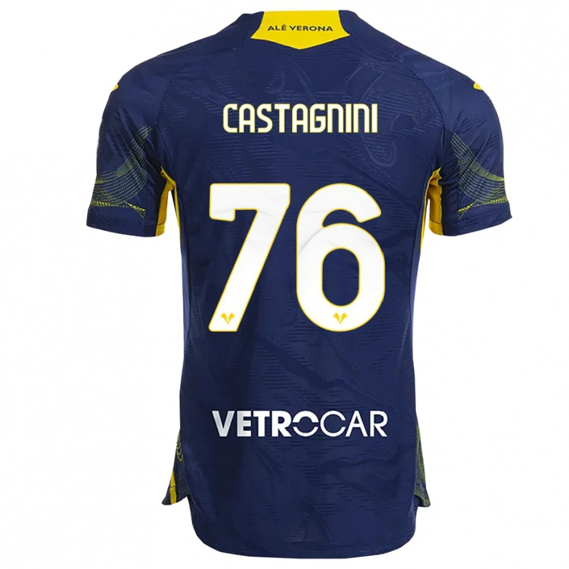 Danxen Niño Camiseta Mirko Castagnini #76 Marino Amarillo 1ª Equipación 2025/26 La Camisa