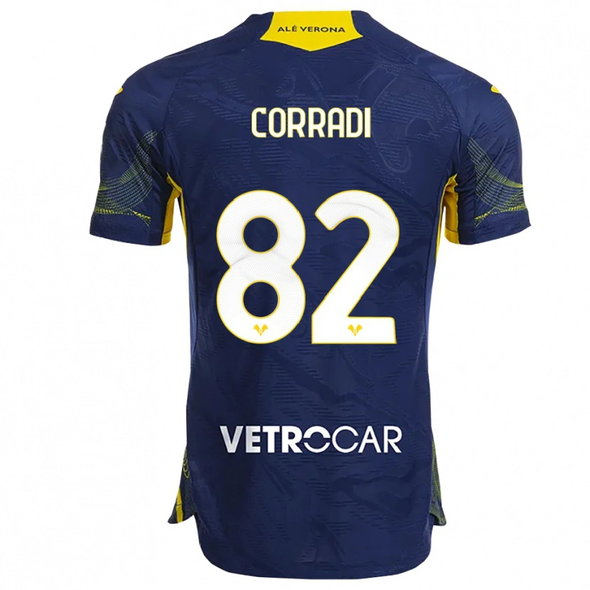 Danxen Niño Camiseta Christian Corradi #82 Marino Amarillo 1ª Equipación 2025/26 La Camisa