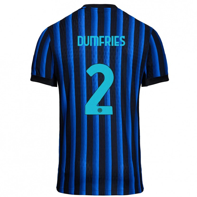 Danxen Niño Camiseta Denzel Dumfries #2 Negro Azul 1ª Equipación 2025/26 La Camisa