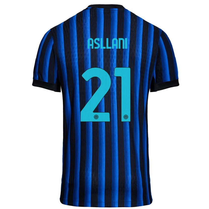 Danxen Niño Camiseta Kristjan Asllani #21 Negro Azul 1ª Equipación 2025/26 La Camisa