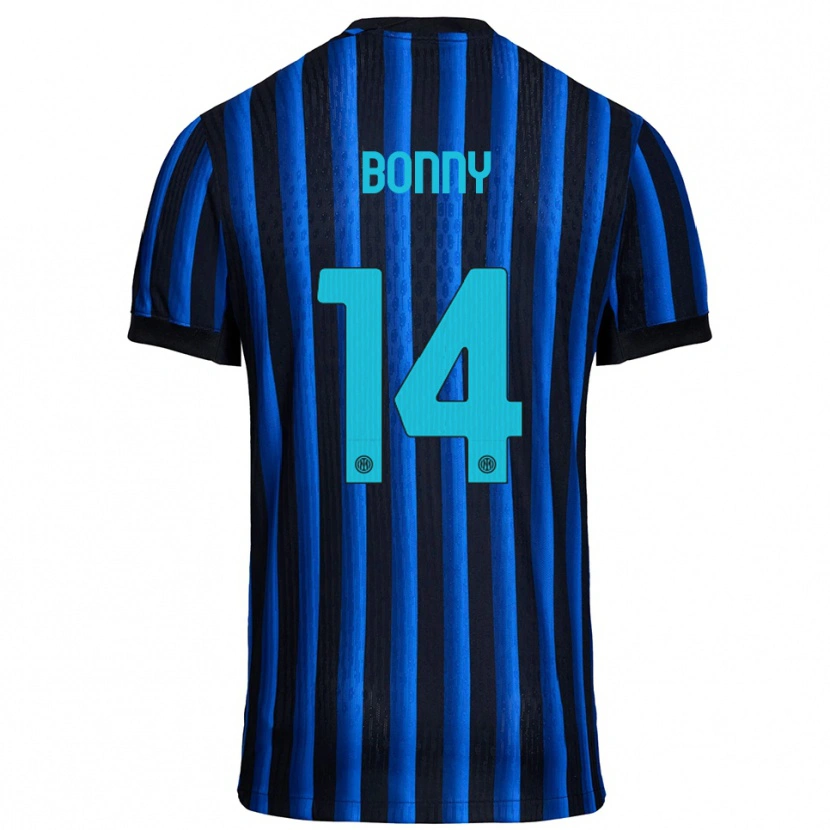 Danxen Niño Camiseta Ange-Yoan Bonny #14 Negro Azul 1ª Equipación 2025/26 La Camisa