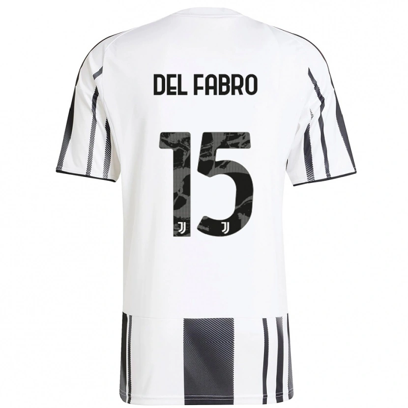 Danxen Niño Camiseta Jacopo Del Fabro #15 Blanco Negro 1ª Equipación 2025/26 La Camisa