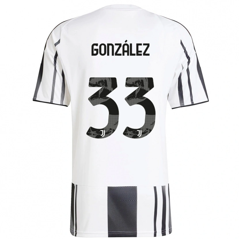 Danxen Niño Camiseta Facundo González #33 Blanco Negro 1ª Equipación 2025/26 La Camisa