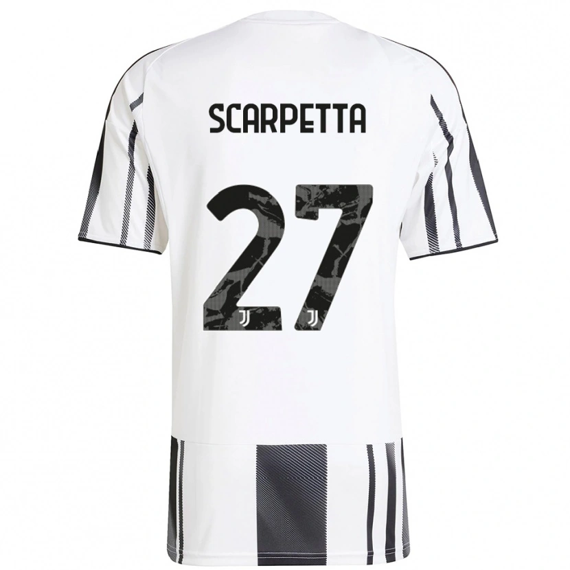 Danxen Niño Camiseta Jacopo Scarpetta #27 Blanco Negro 1ª Equipación 2025/26 La Camisa