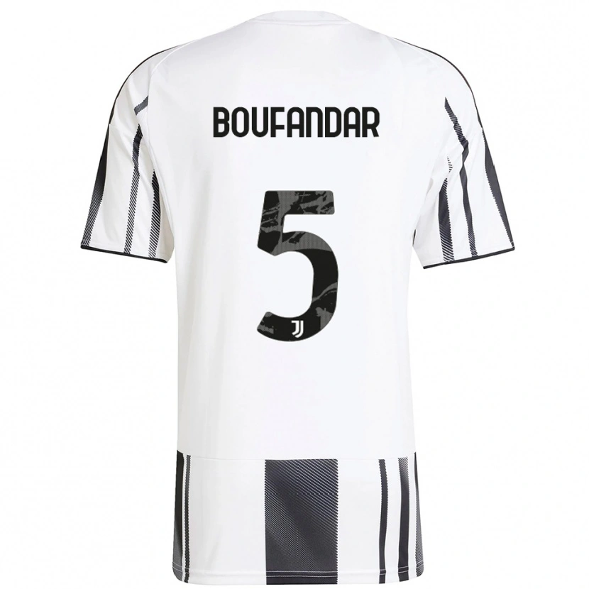 Danxen Niño Camiseta Adam Boufandar #5 Blanco Negro 1ª Equipación 2025/26 La Camisa