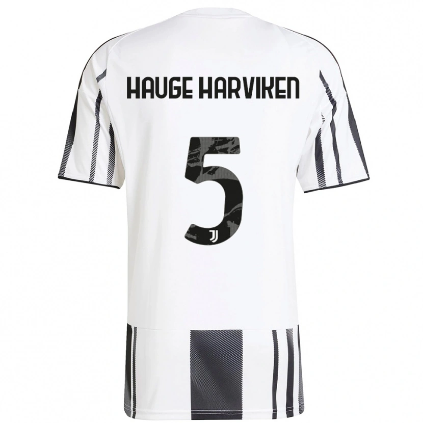 Danxen Niño Camiseta Mathilde Hauge Harviken #5 Blanco Negro 1ª Equipación 2025/26 La Camisa