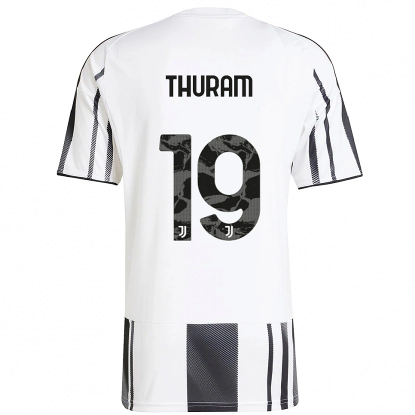 Danxen Niño Camiseta Khéphren Thuram #19 Blanco Negro 1ª Equipación 2025/26 La Camisa