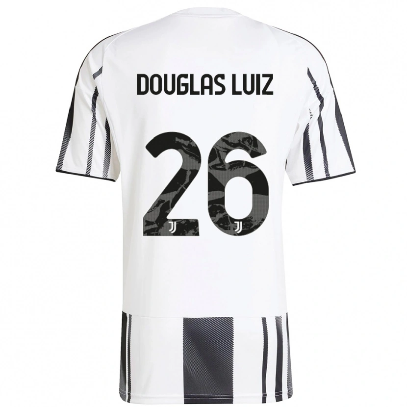 Danxen Niño Camiseta Douglas Luiz #26 Blanco Negro 1ª Equipación 2025/26 La Camisa