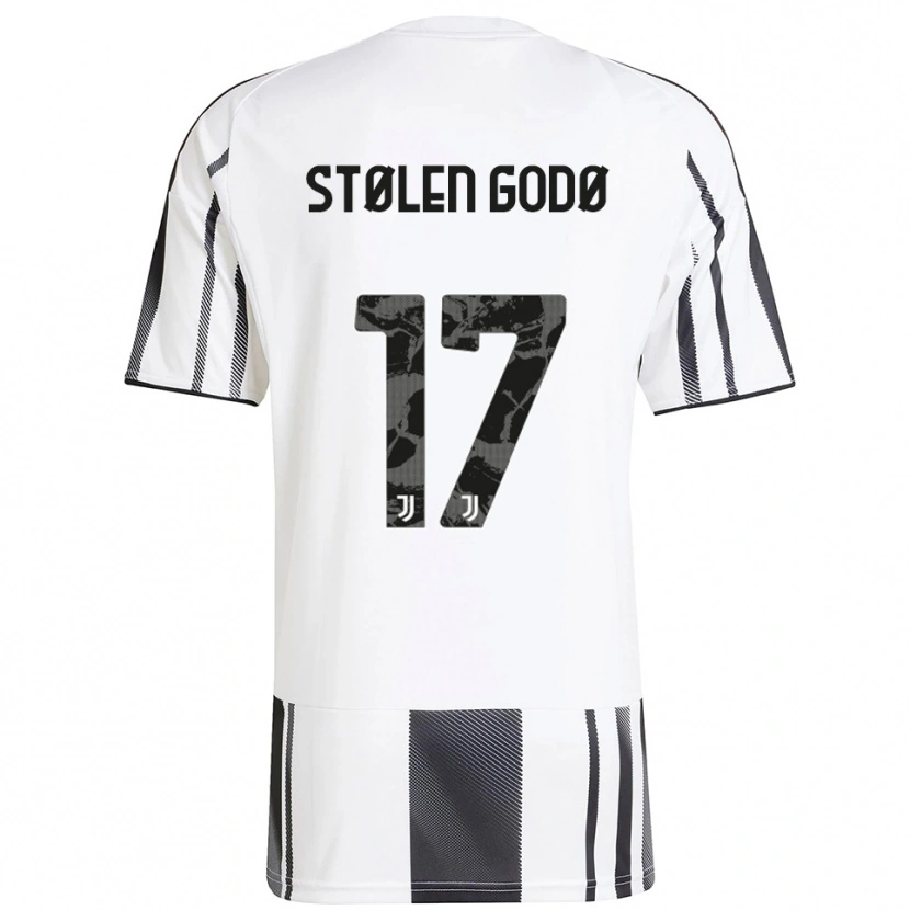 Danxen Niño Camiseta Emma Stølen Godø #17 Blanco Negro 1ª Equipación 2025/26 La Camisa