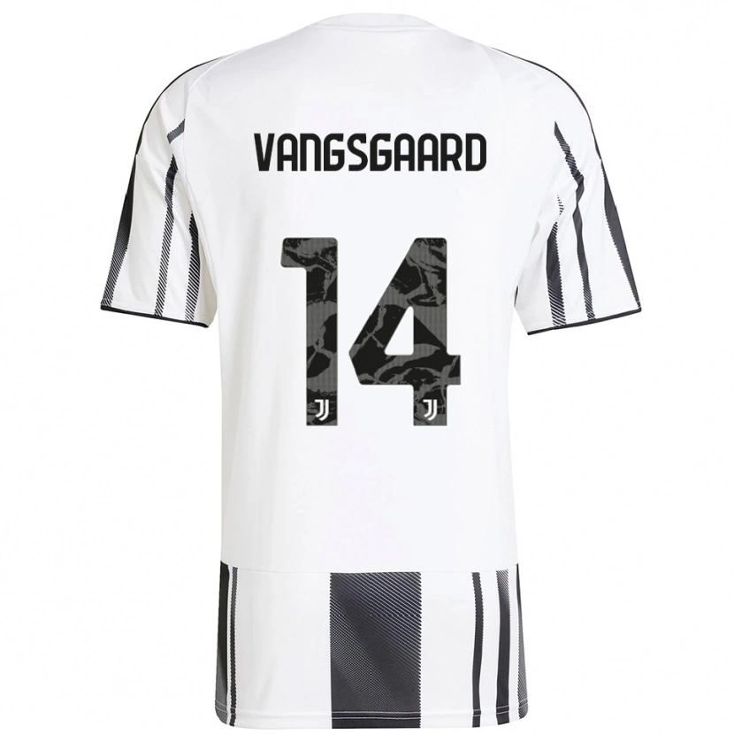Danxen Niño Camiseta Amalie Jørgensen Vangsgaard #14 Blanco Negro 1ª Equipación 2025/26 La Camisa