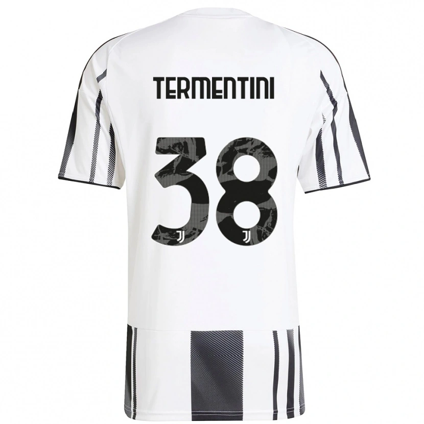 Danxen Niño Camiseta Giorgia Termentini #38 Blanco Negro 1ª Equipación 2025/26 La Camisa