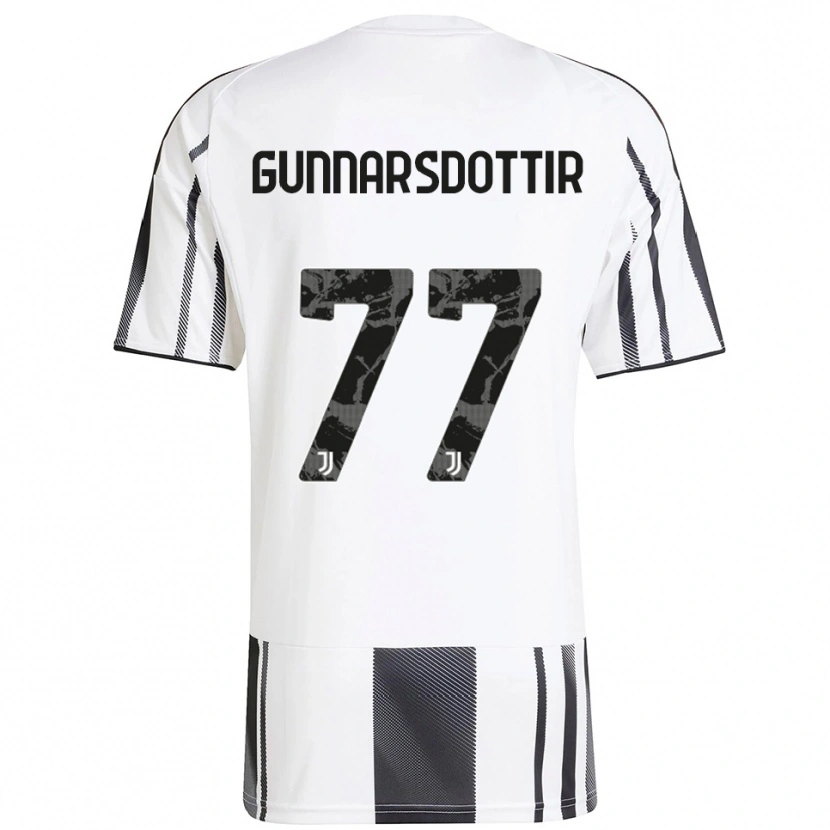 Danxen Niño Camiseta Sara Bjork Gunnarsdottir #77 Blanco Negro 1ª Equipación 2025/26 La Camisa