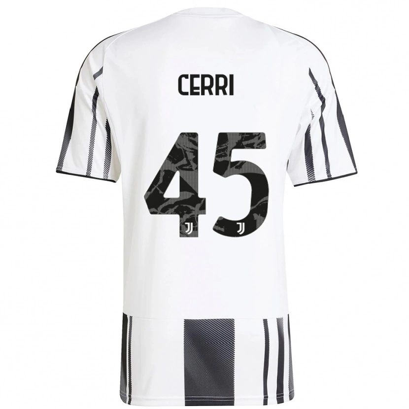 Danxen Niño Camiseta Leonardo Cerri #45 Blanco Negro 1ª Equipación 2025/26 La Camisa