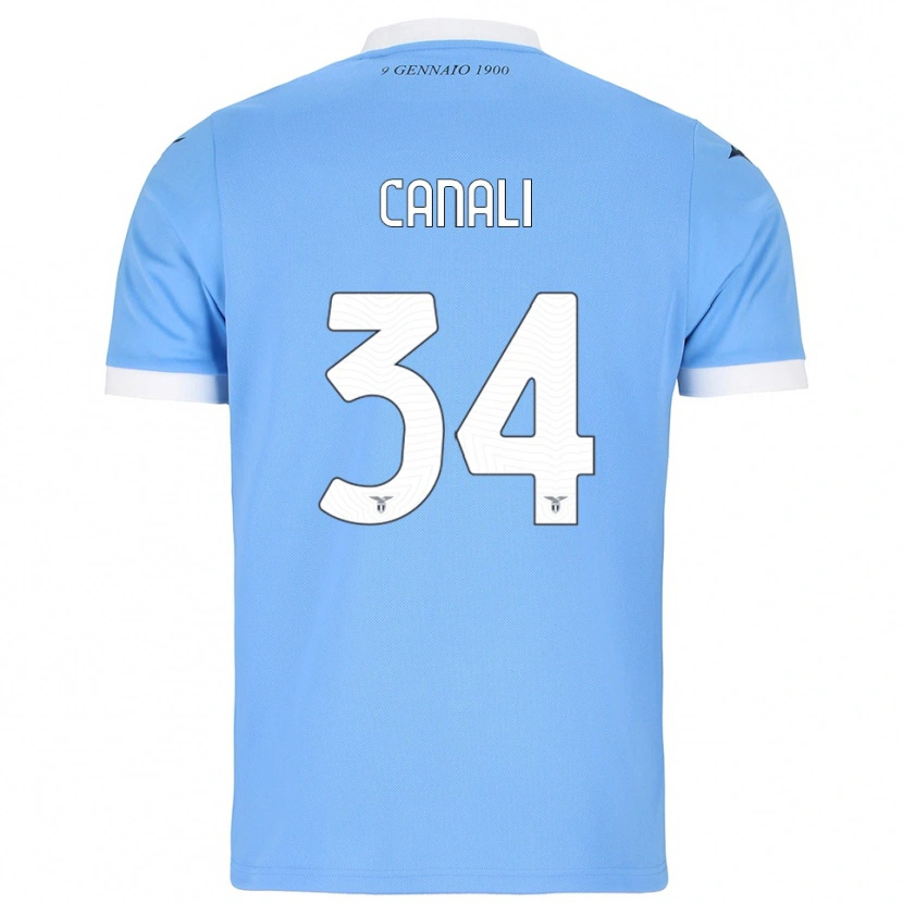 Danxen Niño Camiseta Giorgio Canali #34 Azul Cielo Blanco 1ª Equipación 2025/26 La Camisa