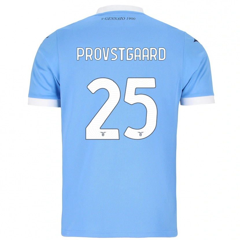 Danxen Niño Camiseta Oliver Provstgaard #25 Azul Cielo Blanco 1ª Equipación 2025/26 La Camisa
