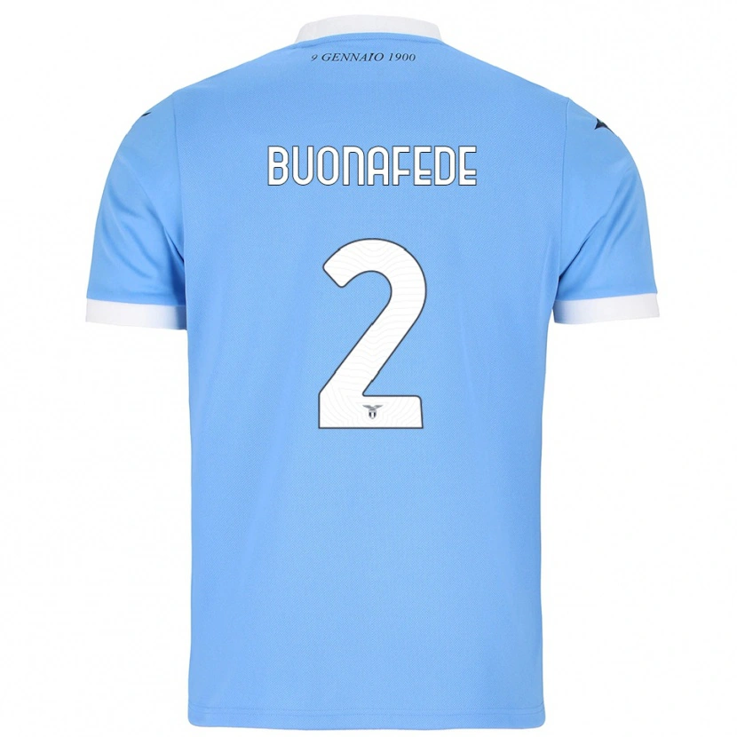 Danxen Niño Camiseta Tommaso Buonafede #2 Azul Cielo Blanco 1ª Equipación 2025/26 La Camisa