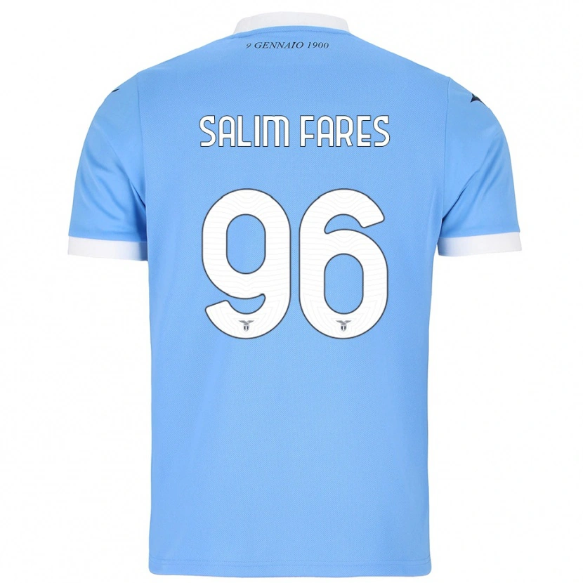 Danxen Niño Camiseta Mohamed Salim Fares #96 Azul Cielo Blanco 1ª Equipación 2025/26 La Camisa