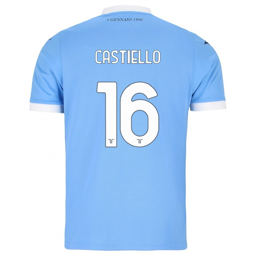 Danxen Niño Camiseta Antonietta Castiello #16 Azul Cielo Blanco 1ª Equipación 2025/26 La Camisa