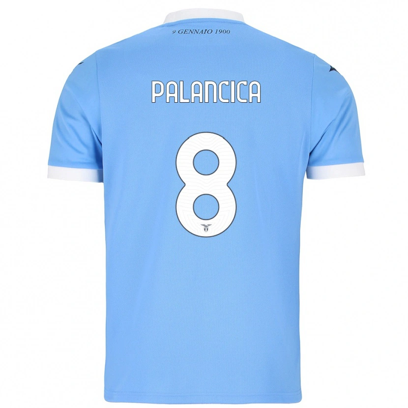 Danxen Niño Camiseta Cristian Palancica #8 Azul Cielo Blanco 1ª Equipación 2025/26 La Camisa