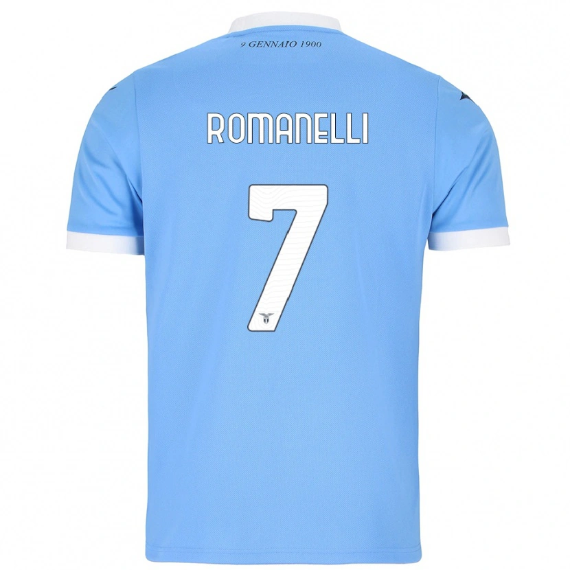 Danxen Niño Camiseta Nicolas Romanelli #7 Azul Cielo Blanco 1ª Equipación 2025/26 La Camisa