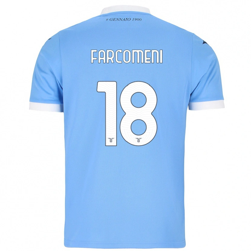 Danxen Niño Camiseta Valerio Farcomeni #18 Azul Cielo Blanco 1ª Equipación 2025/26 La Camisa