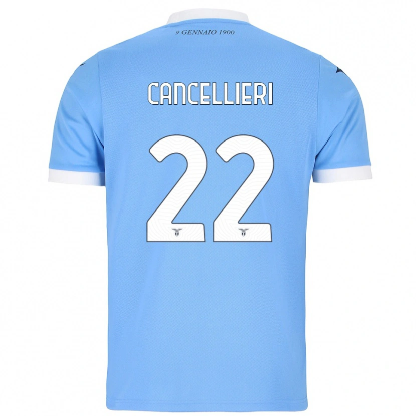 Danxen Niño Camiseta Matteo Cancellieri #22 Azul Cielo Blanco 1ª Equipación 2025/26 La Camisa