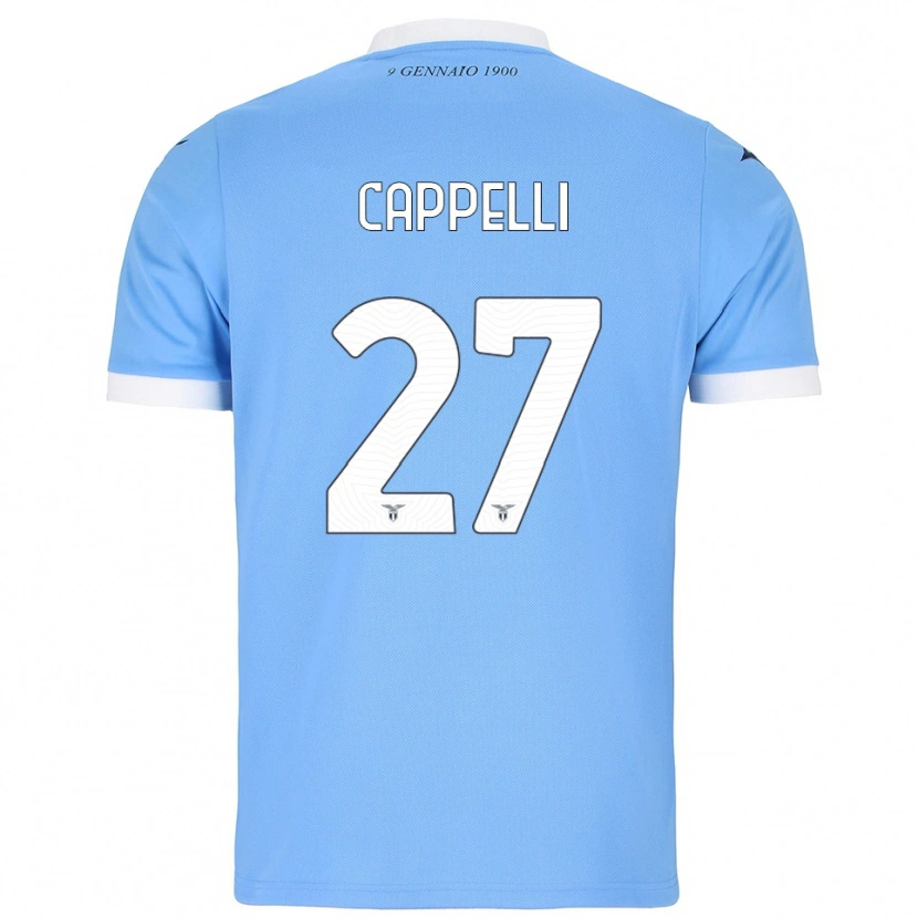 Danxen Niño Camiseta Tommaso Cappelli #27 Azul Cielo Blanco 1ª Equipación 2025/26 La Camisa