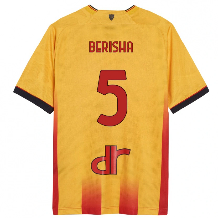 Danxen Niño Camiseta Medon Berisha #5 Amarillo Naranja 1ª Equipación 2025/26 La Camisa