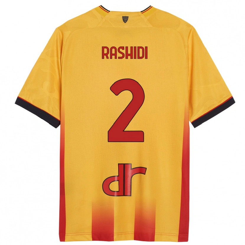 Danxen Niño Camiseta William Rashidi #2 Amarillo Naranja 1ª Equipación 2025/26 La Camisa