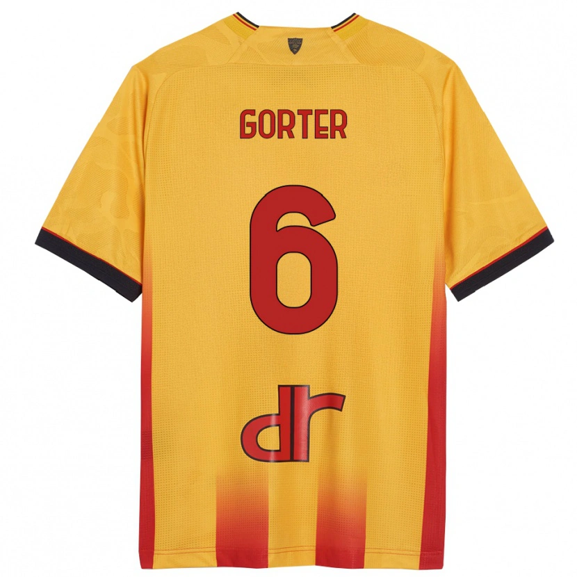 Danxen Niño Camiseta Olaf Gorter #6 Amarillo Naranja 1ª Equipación 2025/26 La Camisa