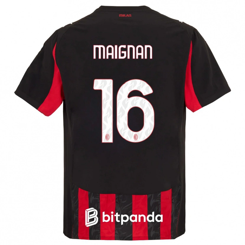 Danxen Niño Camiseta Mike Maignan #16 Rojo Negro 1ª Equipación 2025/26 La Camisa