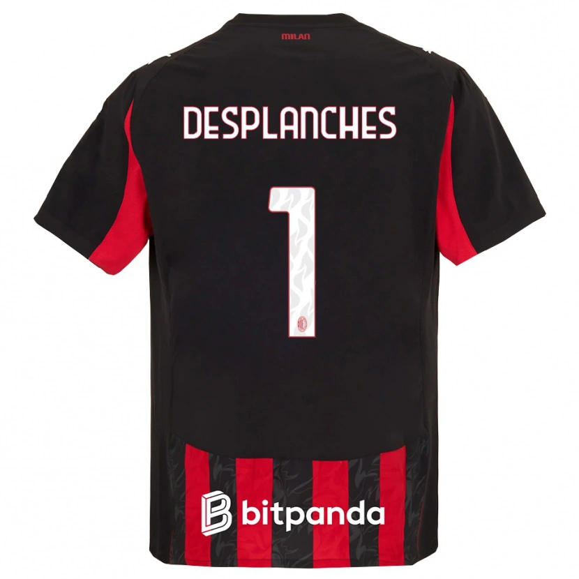 Danxen Niño Camiseta Sebastiano Desplanches #1 Rojo Negro 1ª Equipación 2025/26 La Camisa