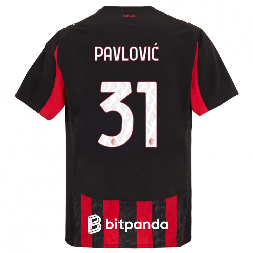Danxen Niño Camiseta Strahinja Pavlović #31 Rojo Negro 1ª Equipación 2025/26 La Camisa
