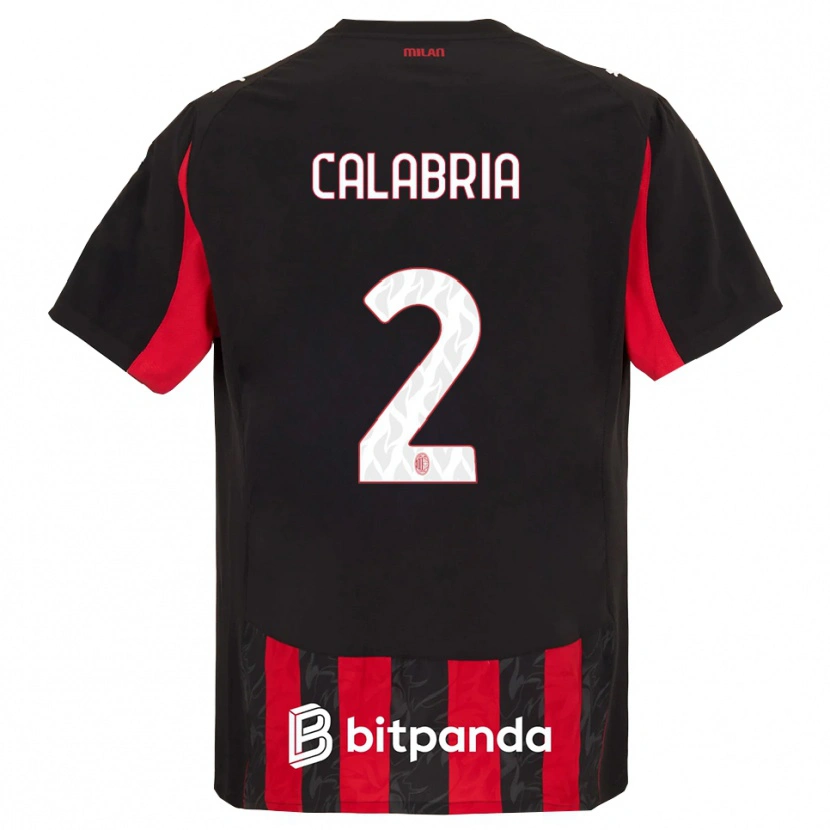 Danxen Niño Camiseta Davide Calabria #2 Rojo Negro 1ª Equipación 2025/26 La Camisa