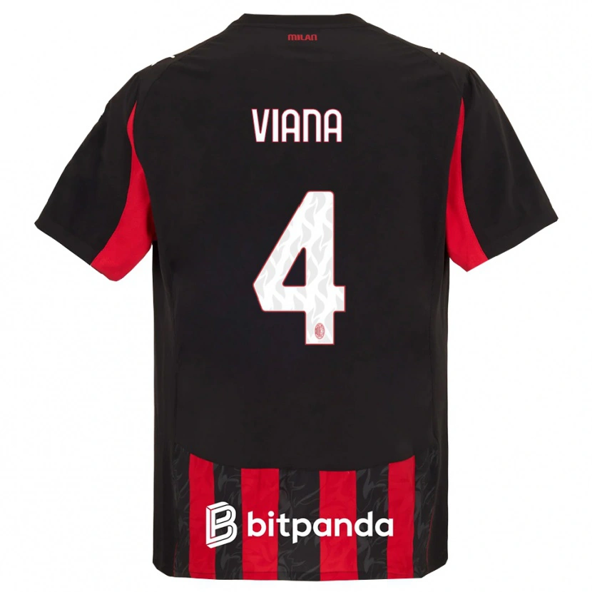 Danxen Niño Camiseta Viana Seedorf #4 Rojo Negro 1ª Equipación 2025/26 La Camisa