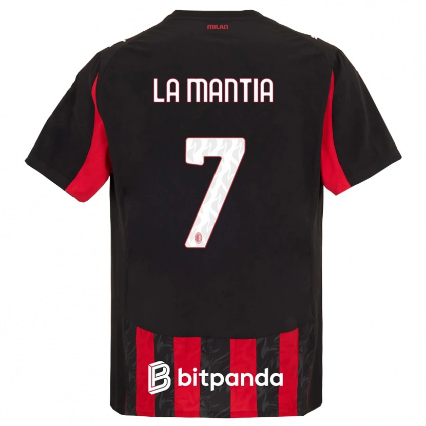 Danxen Niño Camiseta Simon La Mantia #7 Rojo Negro 1ª Equipación 2025/26 La Camisa