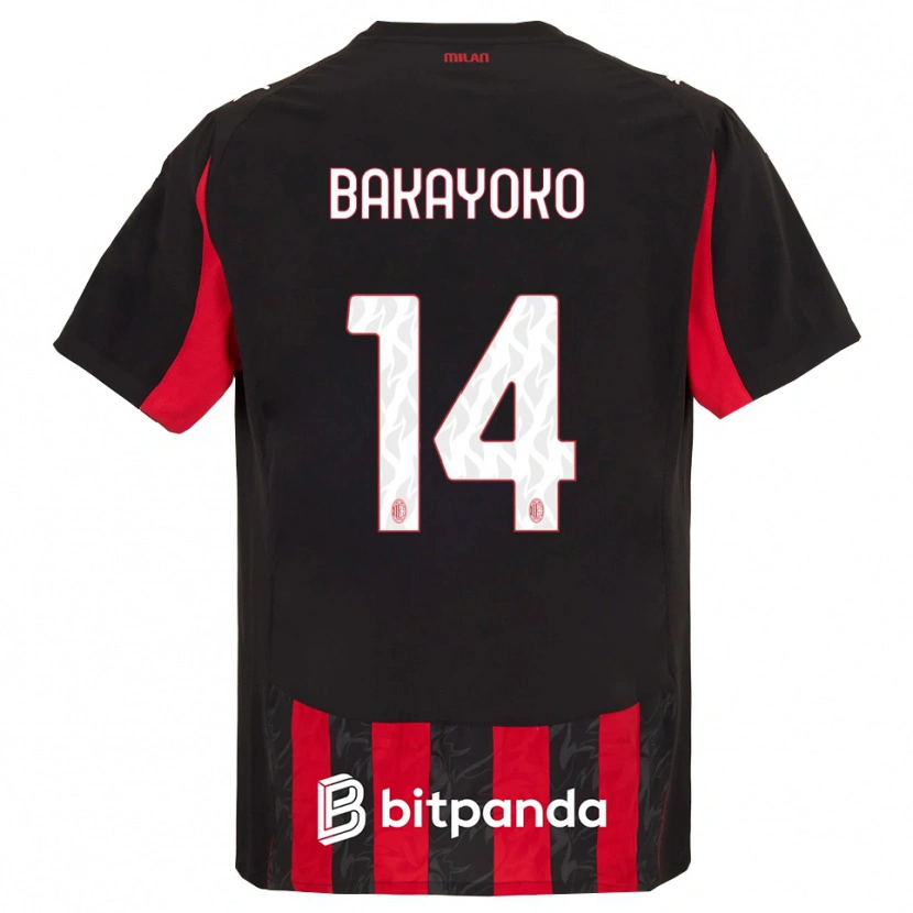 Danxen Niño Camiseta Tiemoue Bakayoko #14 Rojo Negro 1ª Equipación 2025/26 La Camisa